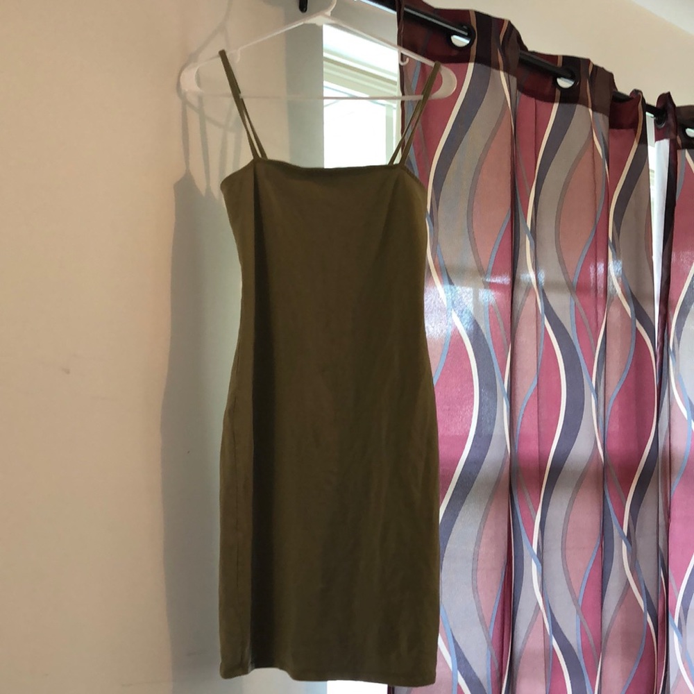 Olive green body con dress